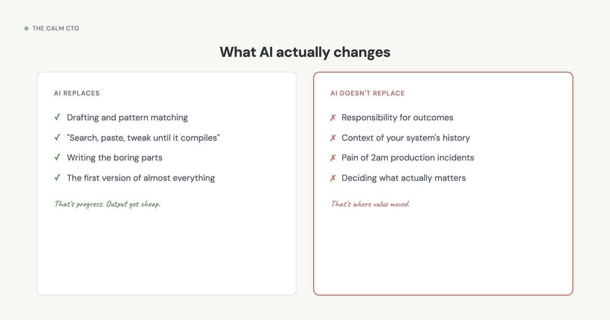 What AI replaces vs what it doesn't