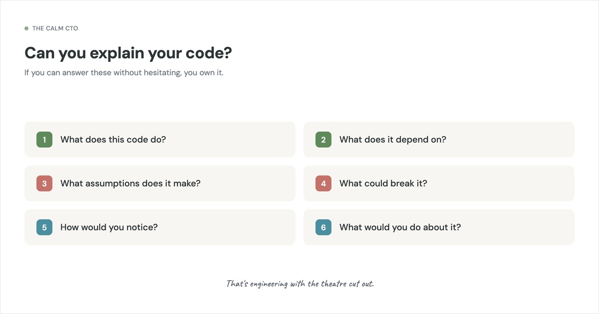 Can you explain your code? Six questions checklist